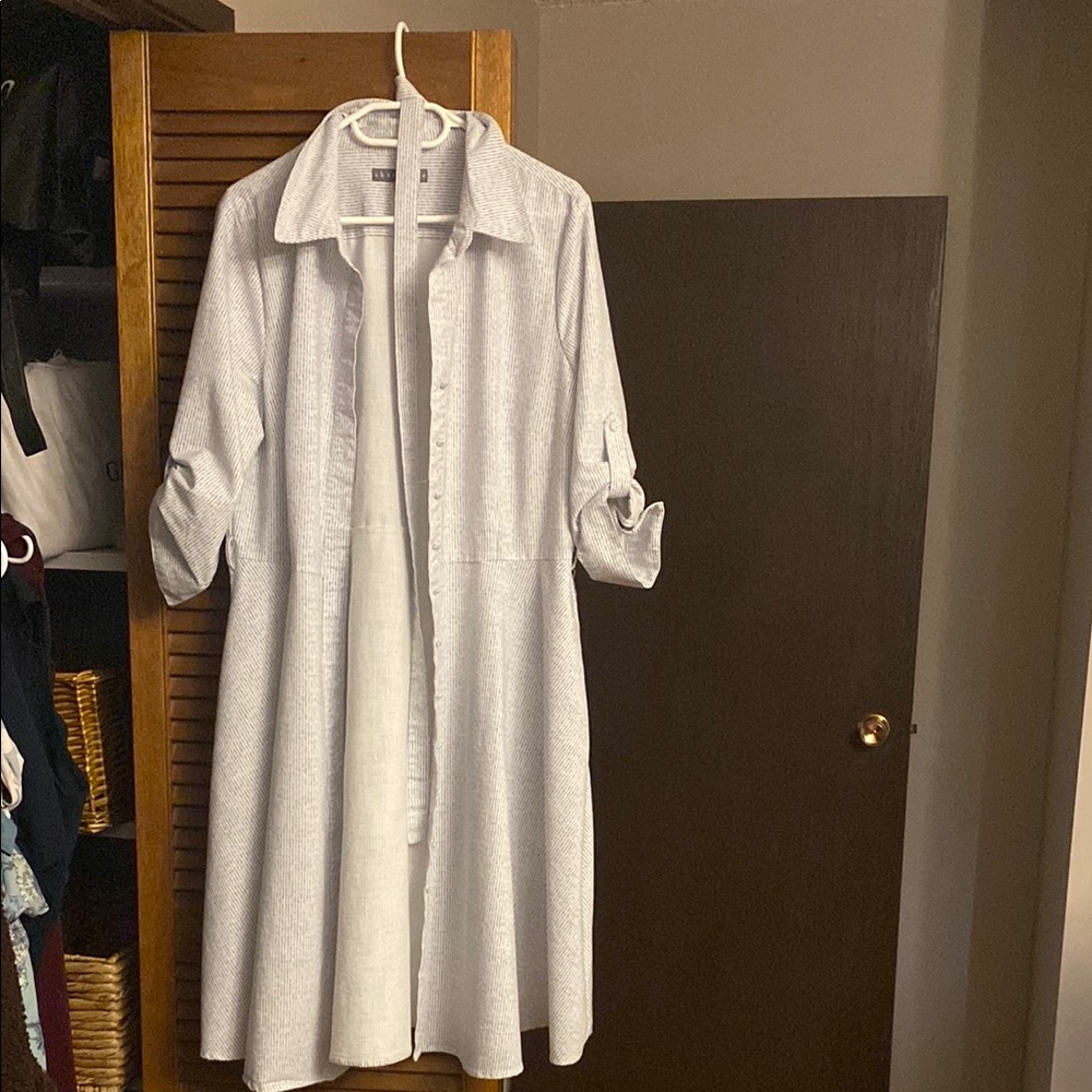 Sharagano White Casual Button Down dress
